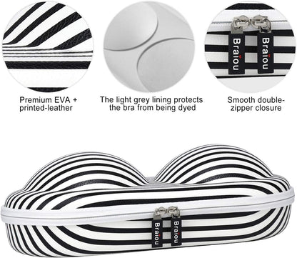 Bra Case Premium Lingerie Travel Bag Zip Underwear Organizer Bag for A-C Cup (Green Plaid)