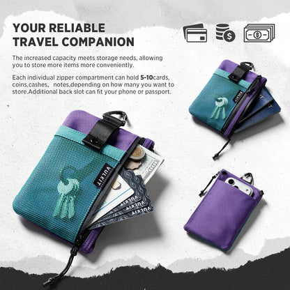 RFID Blocking Travel Wallet for Men Women, Water Resistant Passport & Phone Holder with Detachable Lanyard and Key Ring, Lightweight Zipper Travel Wallet