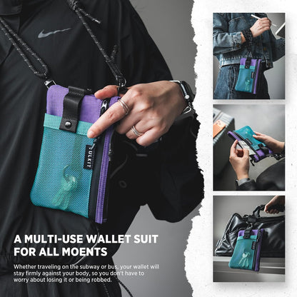 RFID Blocking Travel Wallet for Men Women, Water Resistant Passport & Phone Holder with Detachable Lanyard and Key Ring, Lightweight Zipper Travel Wallet