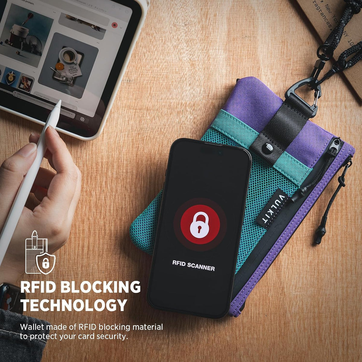 RFID Blocking Travel Wallet for Men Women, Water Resistant Passport & Phone Holder with Detachable Lanyard and Key Ring, Lightweight Zipper Travel Wallet