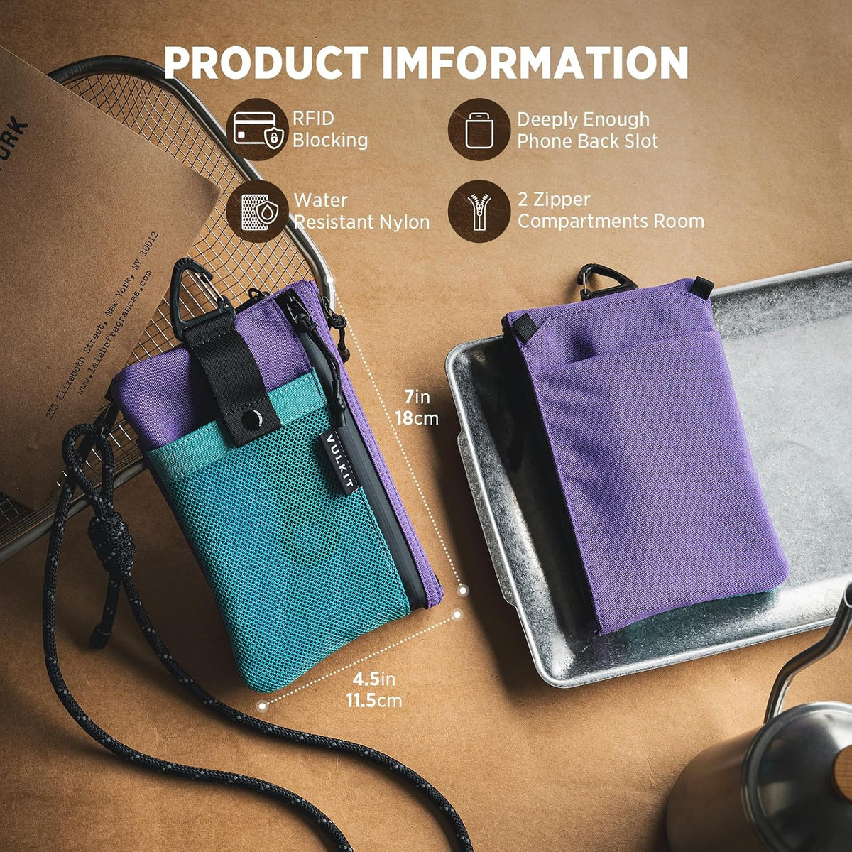 RFID Blocking Travel Wallet for Men Women, Water Resistant Passport & Phone Holder with Detachable Lanyard and Key Ring, Lightweight Zipper Travel Wallet
