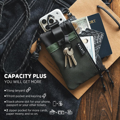 RFID Blocking Travel Wallet for Men Women, Water Resistant Passport & Phone Holder with Detachable Lanyard and Key Ring, Lightweight Zipper Travel Wallet