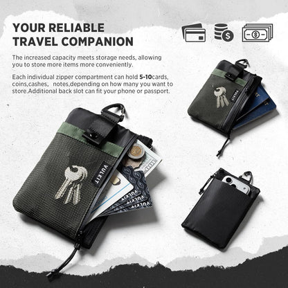 RFID Blocking Travel Wallet for Men Women, Water Resistant Passport & Phone Holder with Detachable Lanyard and Key Ring, Lightweight Zipper Travel Wallet