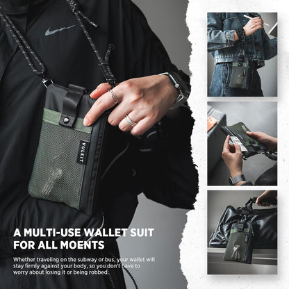 RFID Blocking Travel Wallet for Men Women, Water Resistant Passport & Phone Holder with Detachable Lanyard and Key Ring, Lightweight Zipper Travel Wallet