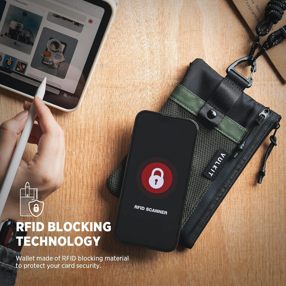 RFID Blocking Travel Wallet for Men Women, Water Resistant Passport & Phone Holder with Detachable Lanyard and Key Ring, Lightweight Zipper Travel Wallet