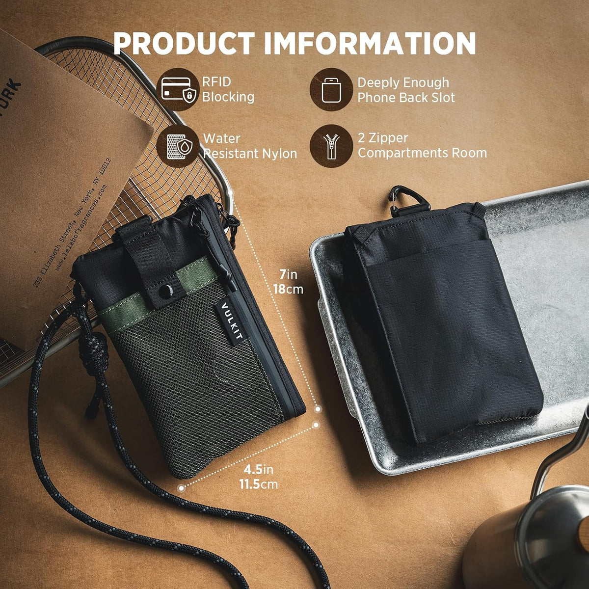RFID Blocking Travel Wallet for Men Women, Water Resistant Passport & Phone Holder with Detachable Lanyard and Key Ring, Lightweight Zipper Travel Wallet