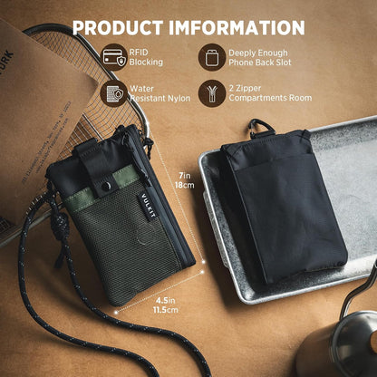RFID Blocking Travel Wallet for Men Women, Water Resistant Passport & Phone Holder with Detachable Lanyard and Key Ring, Lightweight Zipper Travel Wallet