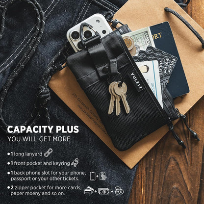 RFID Blocking Travel Wallet for Men Women, Water Resistant Passport & Phone Holder with Detachable Lanyard and Key Ring, Lightweight Zipper Travel Wallet