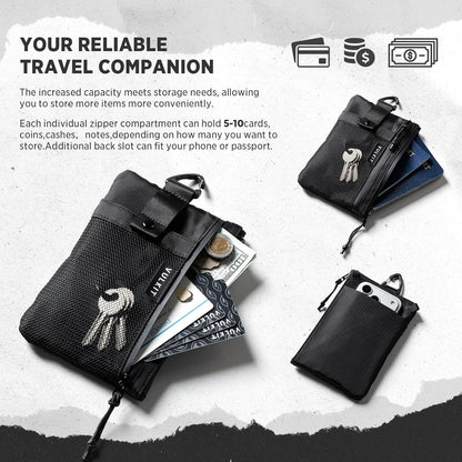 RFID Blocking Travel Wallet for Men Women, Water Resistant Passport & Phone Holder with Detachable Lanyard and Key Ring, Lightweight Zipper Travel Wallet