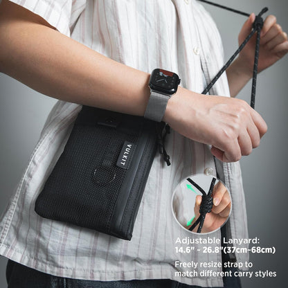 RFID Blocking Travel Wallet for Men Women, Water Resistant Passport & Phone Holder with Detachable Lanyard and Key Ring, Lightweight Zipper Travel Wallet