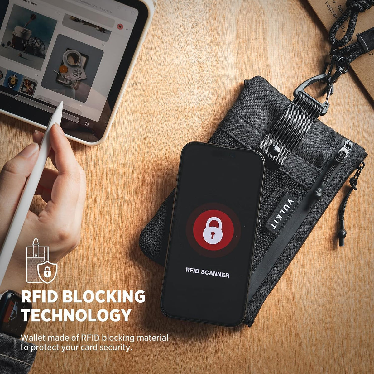 RFID Blocking Travel Wallet for Men Women, Water Resistant Passport & Phone Holder with Detachable Lanyard and Key Ring, Lightweight Zipper Travel Wallet