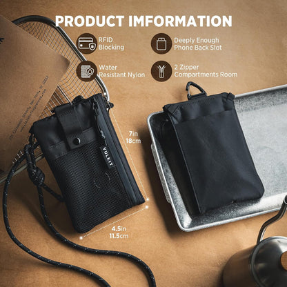 RFID Blocking Travel Wallet for Men Women, Water Resistant Passport & Phone Holder with Detachable Lanyard and Key Ring, Lightweight Zipper Travel Wallet