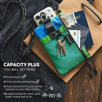 RFID Blocking Travel Wallet for Men Women, Water Resistant Passport & Phone Holder with Detachable Lanyard and Key Ring, Lightweight Zipper Travel Wallet