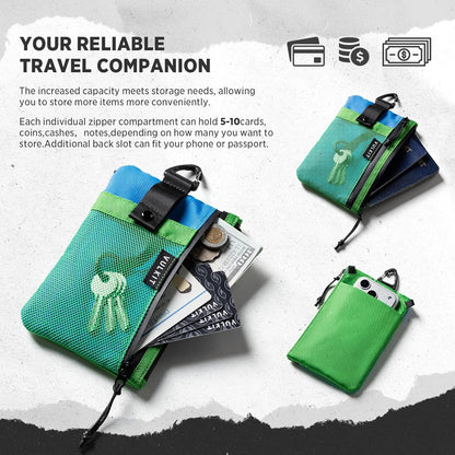 RFID Blocking Travel Wallet for Men Women, Water Resistant Passport & Phone Holder with Detachable Lanyard and Key Ring, Lightweight Zipper Travel Wallet