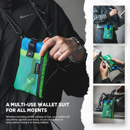 RFID Blocking Travel Wallet for Men Women, Water Resistant Passport & Phone Holder with Detachable Lanyard and Key Ring, Lightweight Zipper Travel Wallet