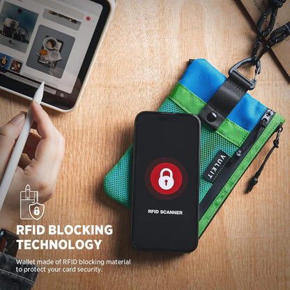 RFID Blocking Travel Wallet for Men Women, Water Resistant Passport & Phone Holder with Detachable Lanyard and Key Ring, Lightweight Zipper Travel Wallet