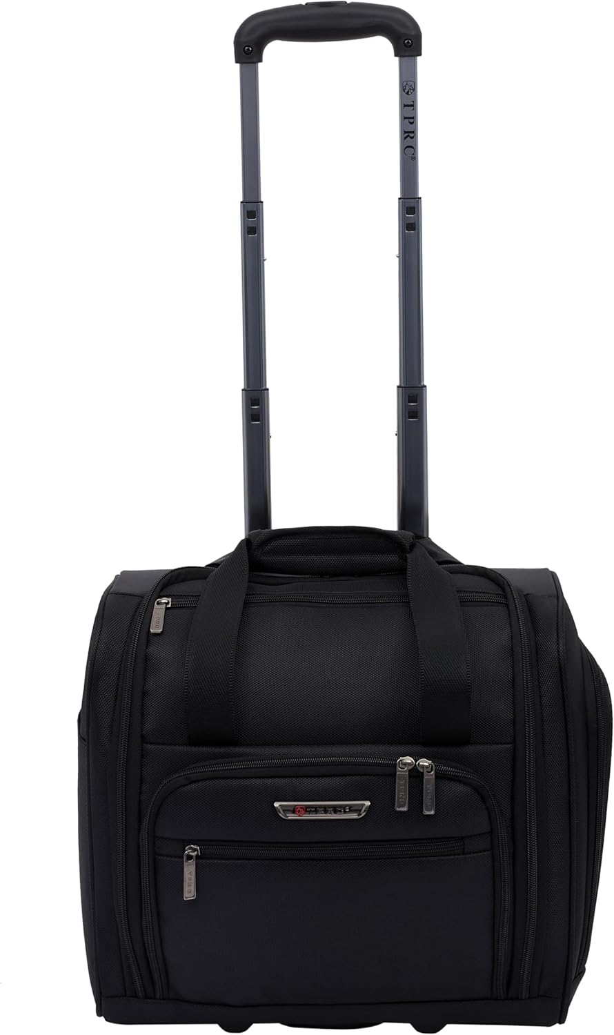 TPRC 15" Smart Underseat Carry-On Luggage with USB Charging Port, Navy Blue
