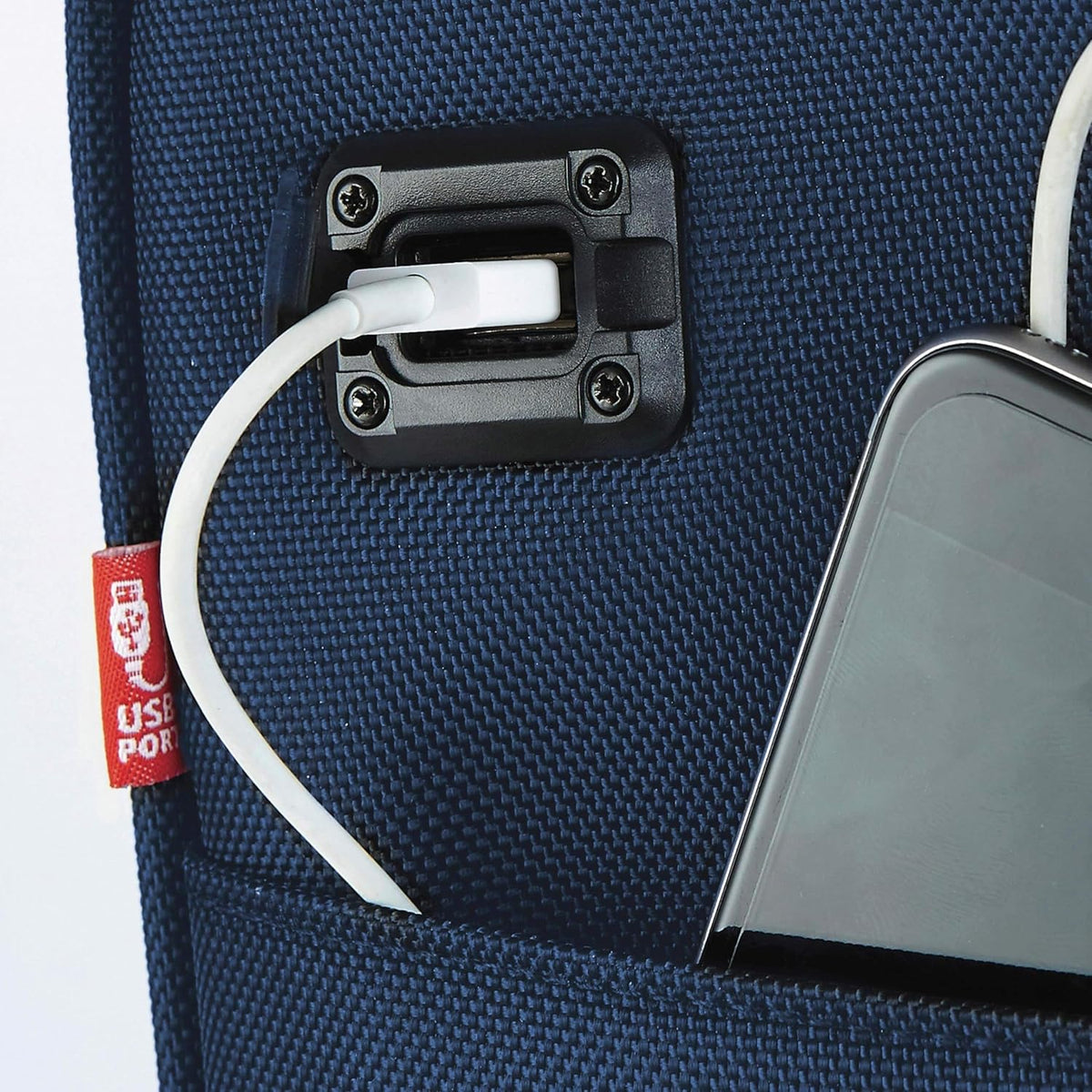 TPRC 15" Smart Underseat Carry-On Luggage with USB Charging Port, Navy Blue