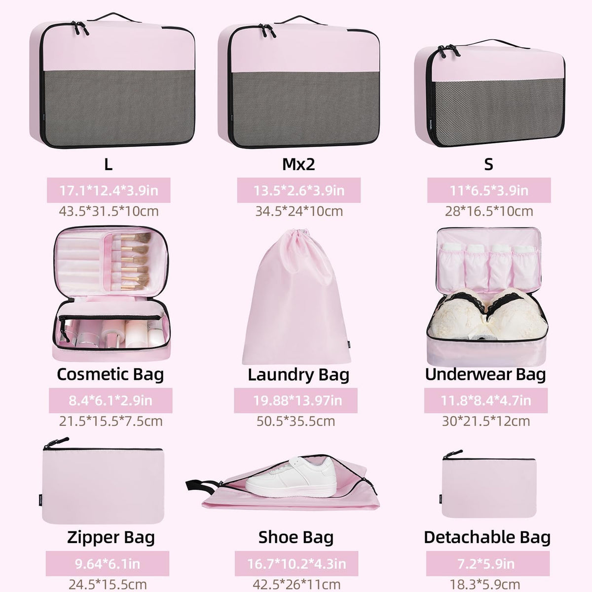 8 Set/9 Set Packing Cubes Luggage Packing Organizer for Travel, Suitcase Packing Bags for Travel Accessories