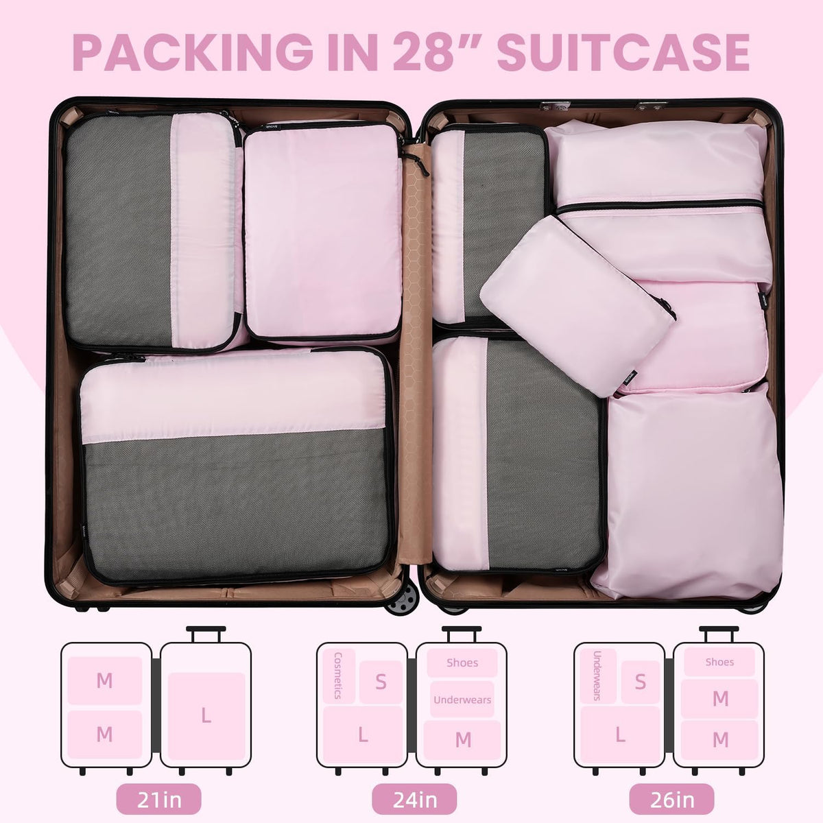 8 Set/9 Set Packing Cubes Luggage Packing Organizer for Travel, Suitcase Packing Bags for Travel Accessories