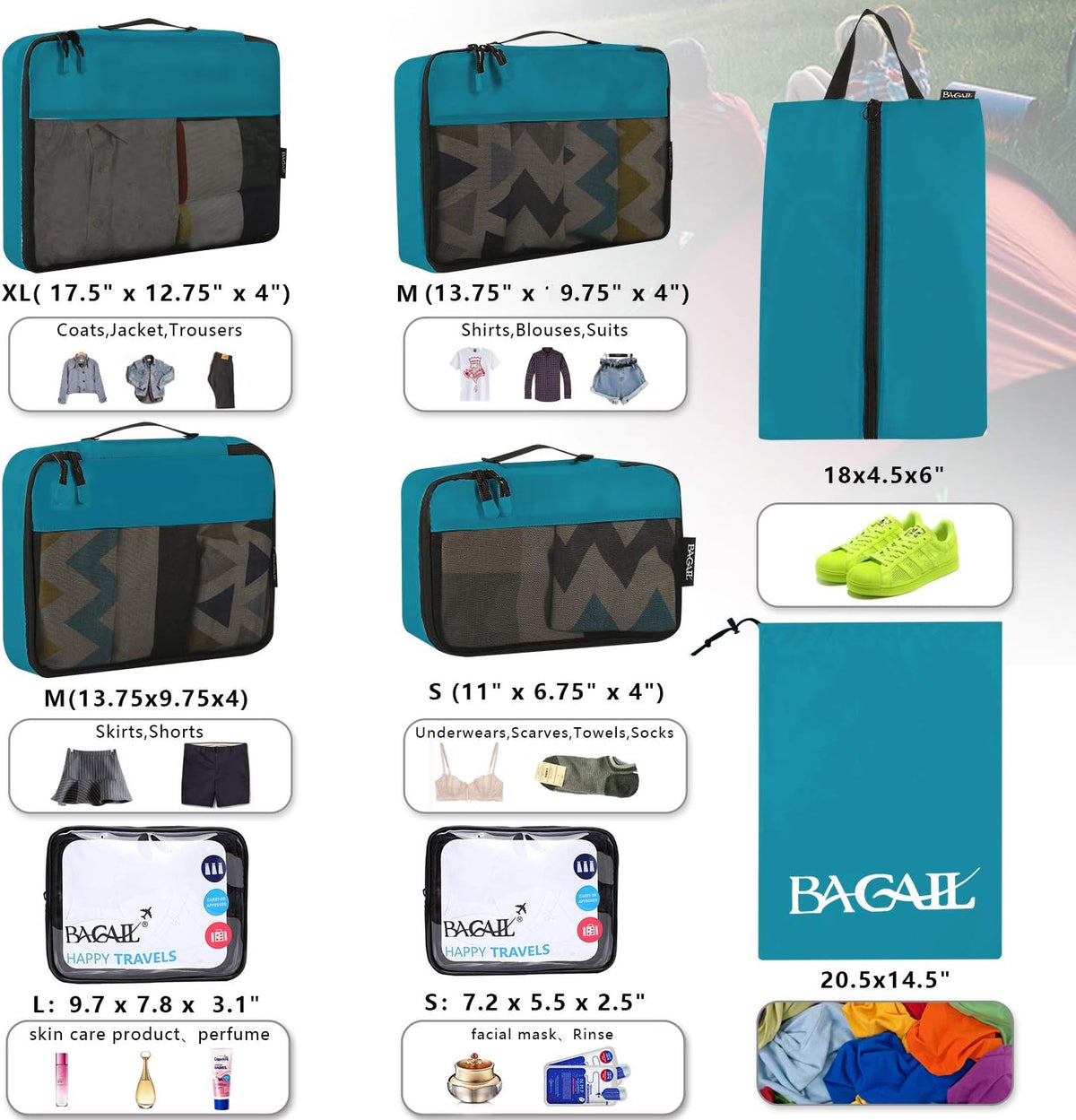 8 Set/9 Set Packing Cubes Luggage Packing Organizer for Travel, Suitcase Packing Bags for Travel Accessories