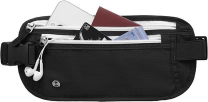 Travel Money Belt, Travel Waist Wallet with RFID Blocking & Hidden Fanny Pack for Men and Women, Hidden Passport Holder to Protect Credit Cards, Passports and Documents