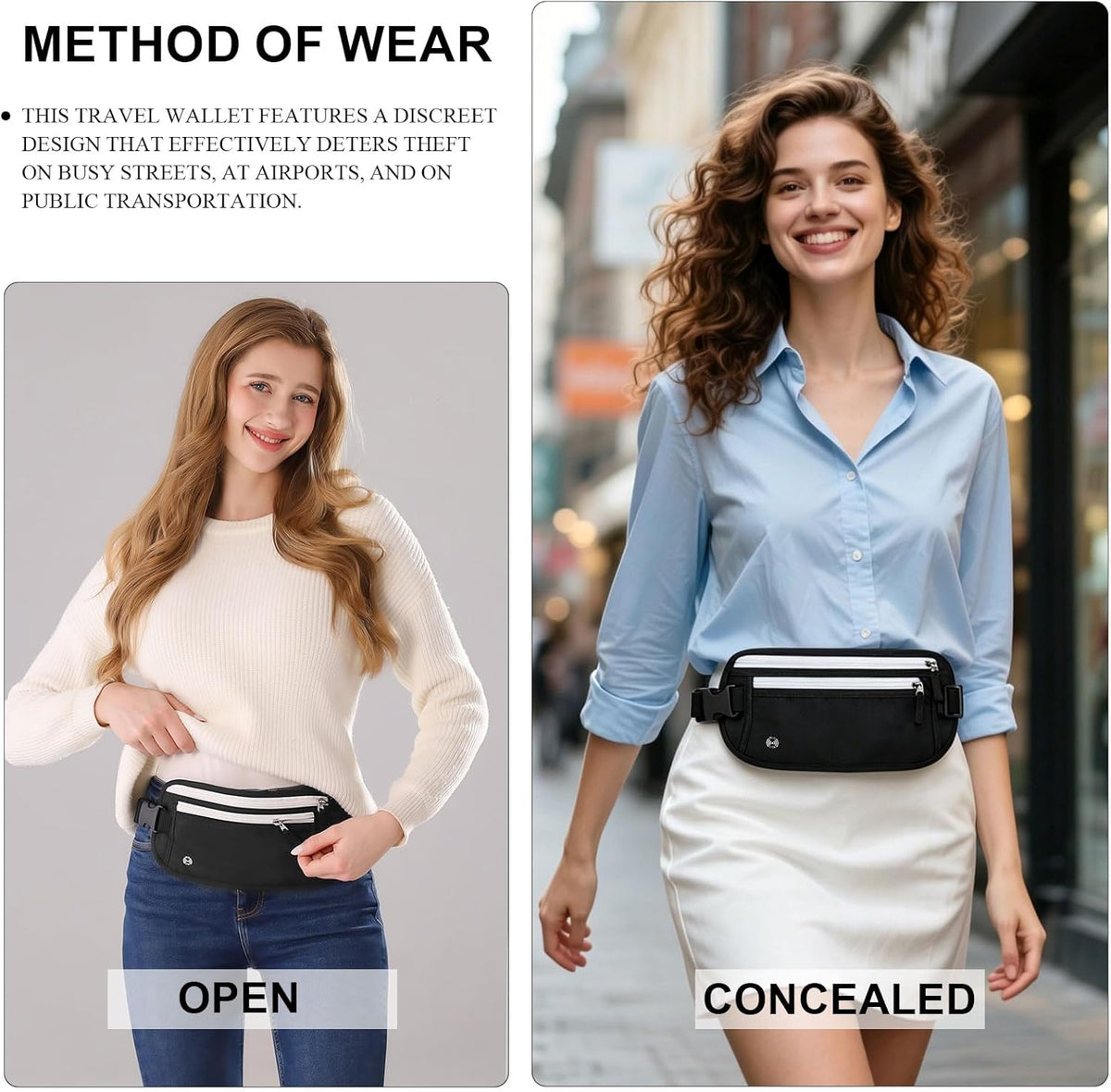 Travel Money Belt, Travel Waist Wallet with RFID Blocking & Hidden Fanny Pack for Men and Women, Hidden Passport Holder to Protect Credit Cards, Passports and Documents