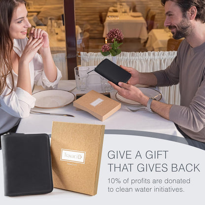 Full Grain Leather Passport Holder for 2 Passports - Dual Passport Holder and Travel Documents Organizer - RFID Travel Wallet for Couples - Camel