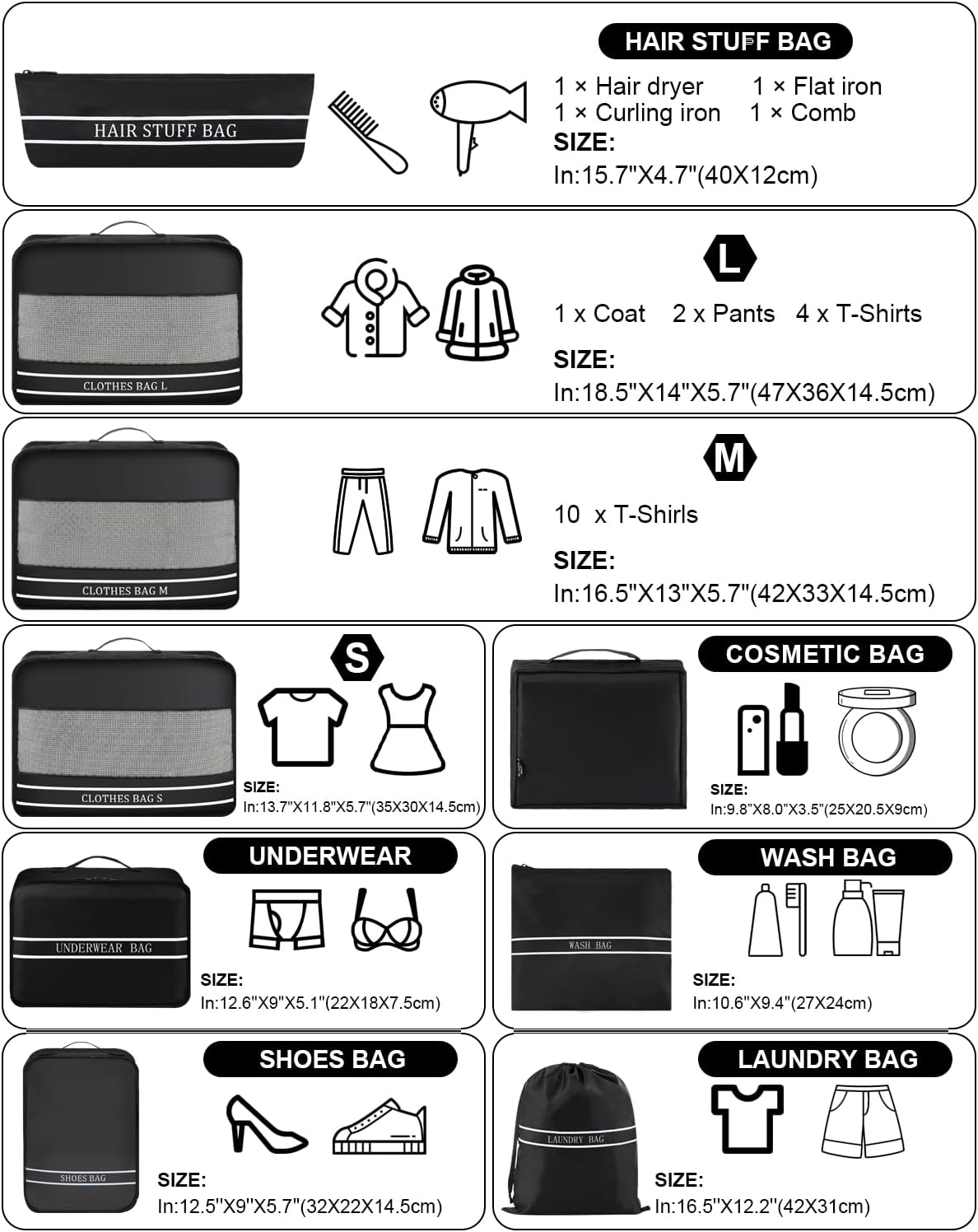 9 Set Packing Cubes Luggage Packing Organizers for Travel Accessories Space Saving Travel Bags for Carry On, Lightweight Mesh Zipper, Clothes, Shoes and Laundry Bag, Suitcases (Pink Streak)