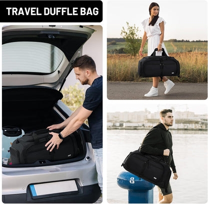 Foldable Duffle Bag with Shoe Compartment 50L Travel Duffel Bags for Men Women Packable Overnight Bag for Camping Gym Weekender, Teal