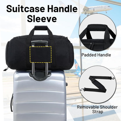 Foldable Duffle Bag with Shoe Compartment 50L Travel Duffel Bags for Men Women Packable Overnight Bag for Camping Gym Weekender, Teal