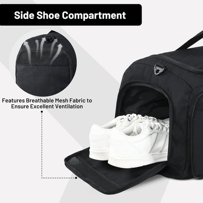 Foldable Duffle Bag with Shoe Compartment 50L Travel Duffel Bags for Men Women Packable Overnight Bag for Camping Gym Weekender, Teal