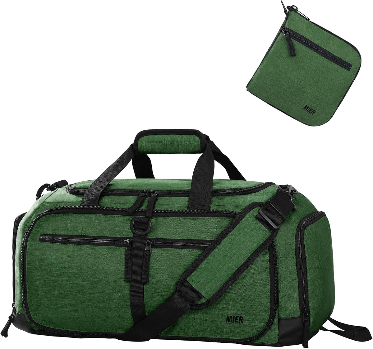 Foldable Duffle Bag with Shoe Compartment 50L Travel Duffel Bags for Men Women Packable Overnight Bag for Camping Gym Weekender, Teal