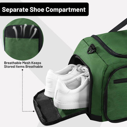 Foldable Duffle Bag with Shoe Compartment 50L Travel Duffel Bags for Men Women Packable Overnight Bag for Camping Gym Weekender, Teal