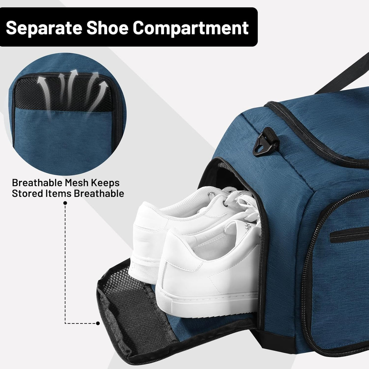 Foldable Duffle Bag with Shoe Compartment 50L Travel Duffel Bags for Men Women Packable Overnight Bag for Camping Gym Weekender, Teal