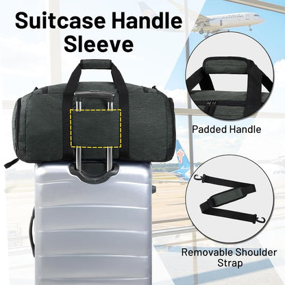 Foldable Duffle Bag with Shoe Compartment 50L Travel Duffel Bags for Men Women Packable Overnight Bag for Camping Gym Weekender, Teal