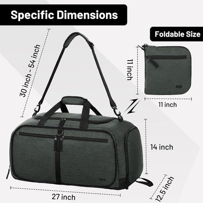 Foldable Duffle Bag with Shoe Compartment 50L Travel Duffel Bags for Men Women Packable Overnight Bag for Camping Gym Weekender, Teal