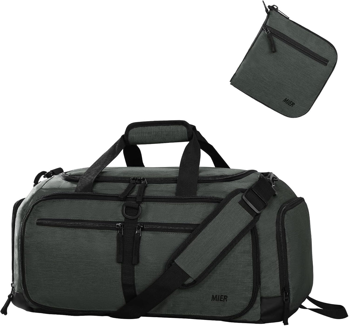 Foldable Duffle Bag with Shoe Compartment 50L Travel Duffel Bags for Men Women Packable Overnight Bag for Camping Gym Weekender, Teal