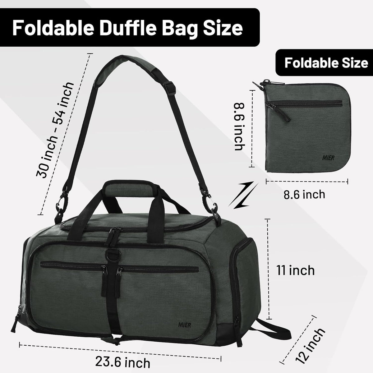 Foldable Duffle Bag with Shoe Compartment 50L Travel Duffel Bags for Men Women Packable Overnight Bag for Camping Gym Weekender, Teal