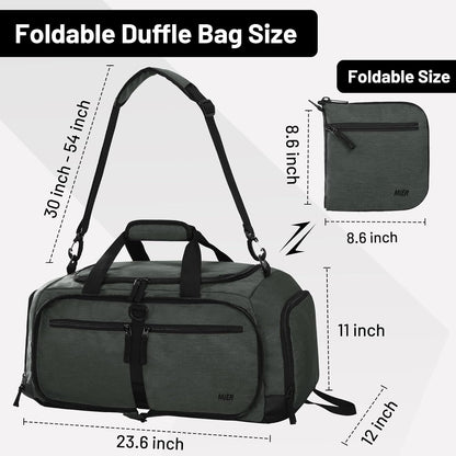 Foldable Duffle Bag with Shoe Compartment 50L Travel Duffel Bags for Men Women Packable Overnight Bag for Camping Gym Weekender, Teal