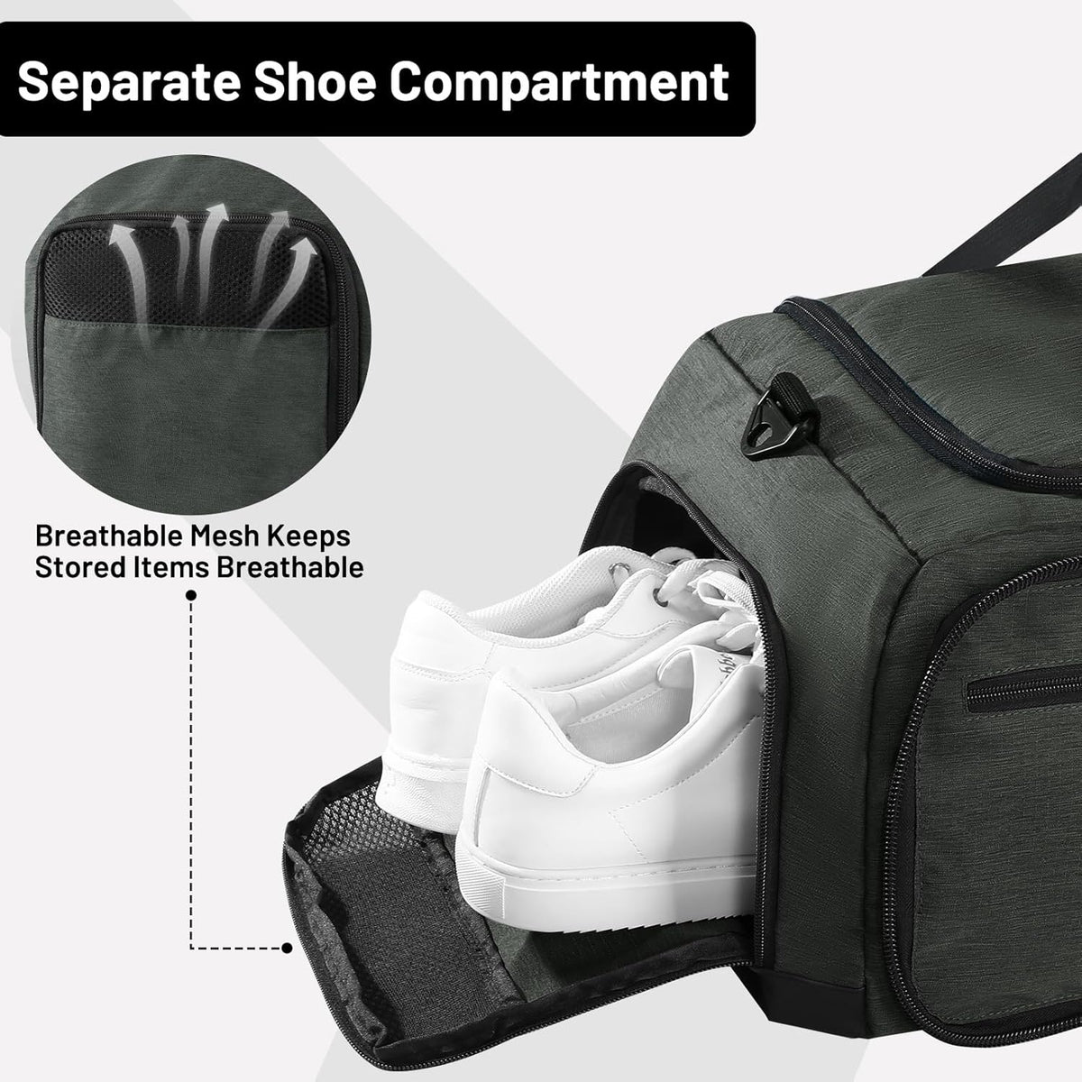 Foldable Duffle Bag with Shoe Compartment 50L Travel Duffel Bags for Men Women Packable Overnight Bag for Camping Gym Weekender, Teal