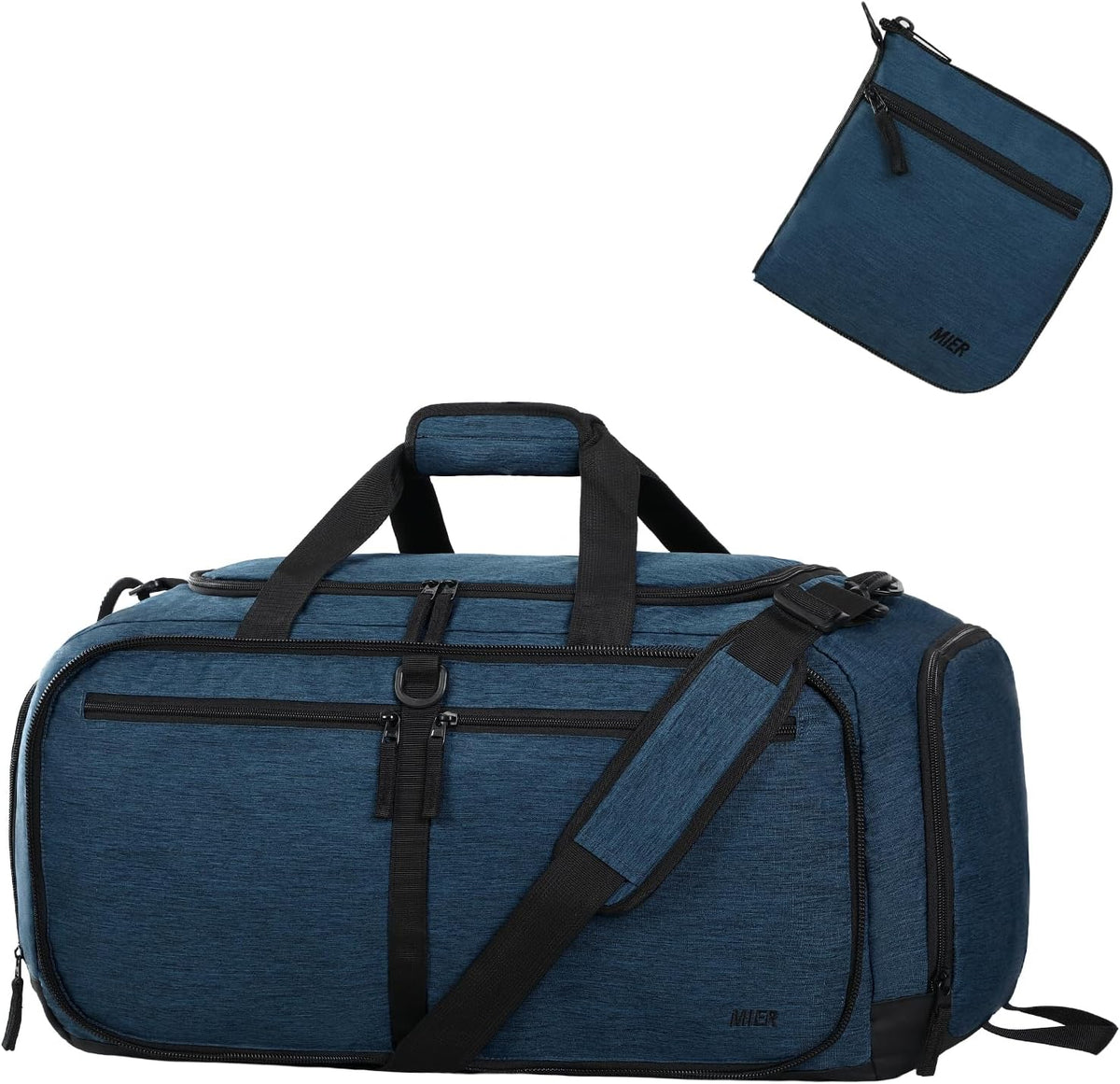 Foldable Duffle Bag with Shoe Compartment 50L Travel Duffel Bags for Men Women Packable Overnight Bag for Camping Gym Weekender, Teal