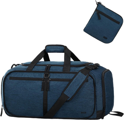 Foldable Duffle Bag with Shoe Compartment 50L Travel Duffel Bags for Men Women Packable Overnight Bag for Camping Gym Weekender, Teal