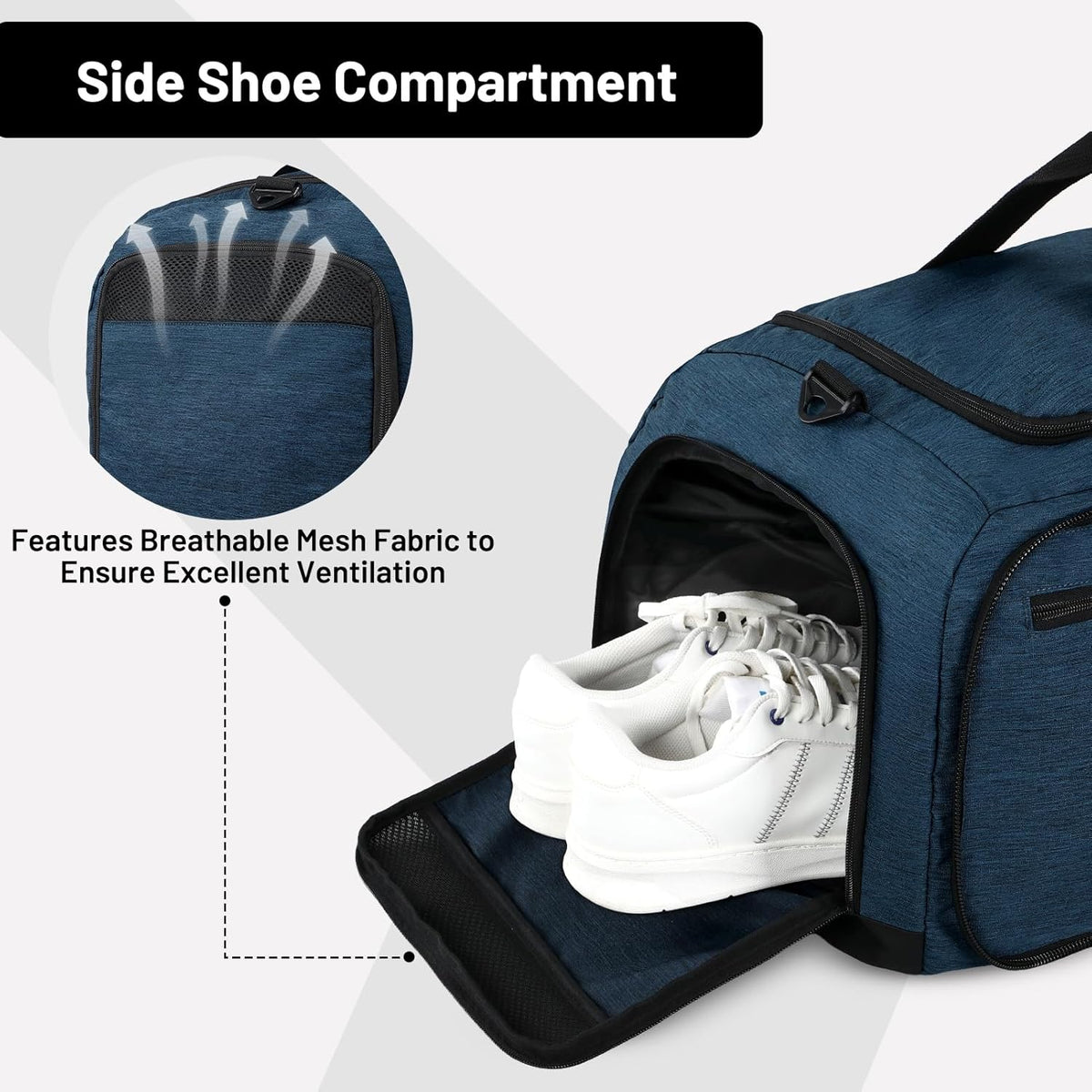 Foldable Duffle Bag with Shoe Compartment 50L Travel Duffel Bags for Men Women Packable Overnight Bag for Camping Gym Weekender, Teal