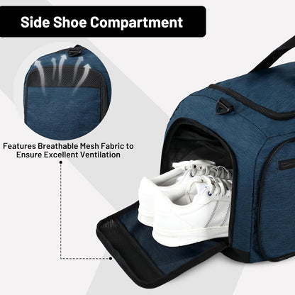 Foldable Duffle Bag with Shoe Compartment 50L Travel Duffel Bags for Men Women Packable Overnight Bag for Camping Gym Weekender, Teal