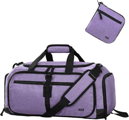 Foldable Duffle Bag with Shoe Compartment 50L Travel Duffel Bags for Men Women Packable Overnight Bag for Camping Gym Weekender, Teal