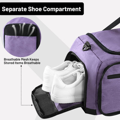 Foldable Duffle Bag with Shoe Compartment 50L Travel Duffel Bags for Men Women Packable Overnight Bag for Camping Gym Weekender, Teal