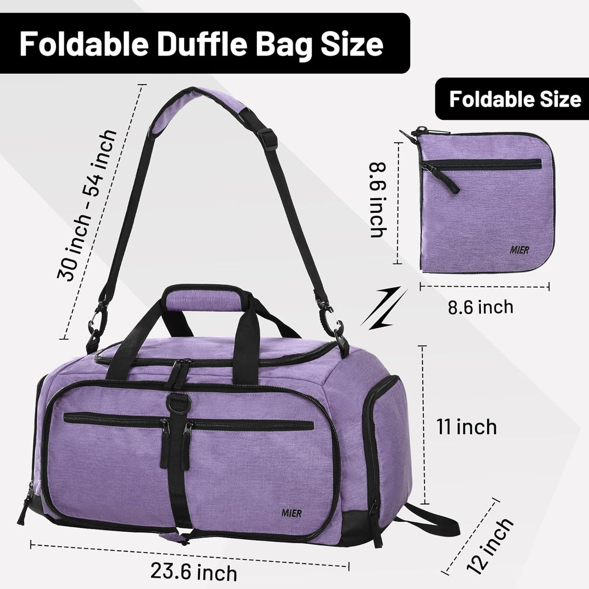 Foldable Duffle Bag with Shoe Compartment 50L Travel Duffel Bags for Men Women Packable Overnight Bag for Camping Gym Weekender, Teal