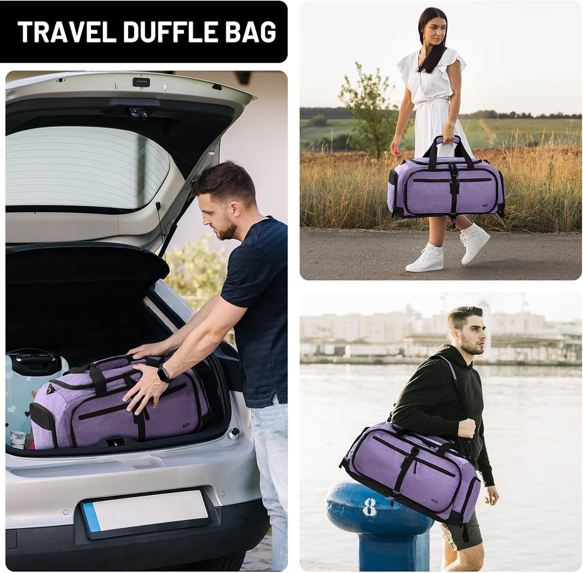 Foldable Duffle Bag with Shoe Compartment 50L Travel Duffel Bags for Men Women Packable Overnight Bag for Camping Gym Weekender, Teal