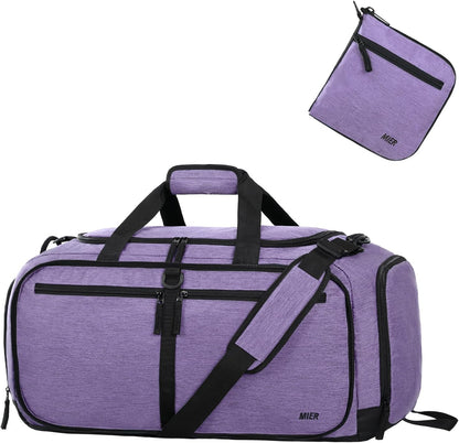 Foldable Duffle Bag with Shoe Compartment 50L Travel Duffel Bags for Men Women Packable Overnight Bag for Camping Gym Weekender, Teal